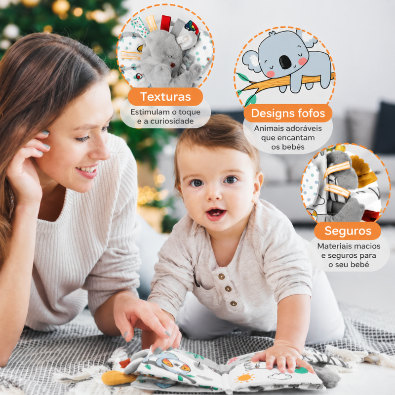 Livro Sensorial para Bebé em Tecido – Elefante & Animais Marinhos