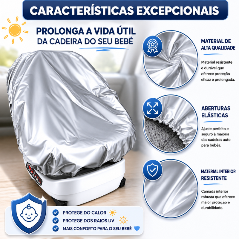 Capa Protetora para Cadeira Auto de Bebé – Menos Calor e Mais Conforto