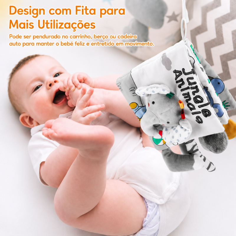 Livro Sensorial para Bebé em Tecido – Elefante & Animais Marinhos