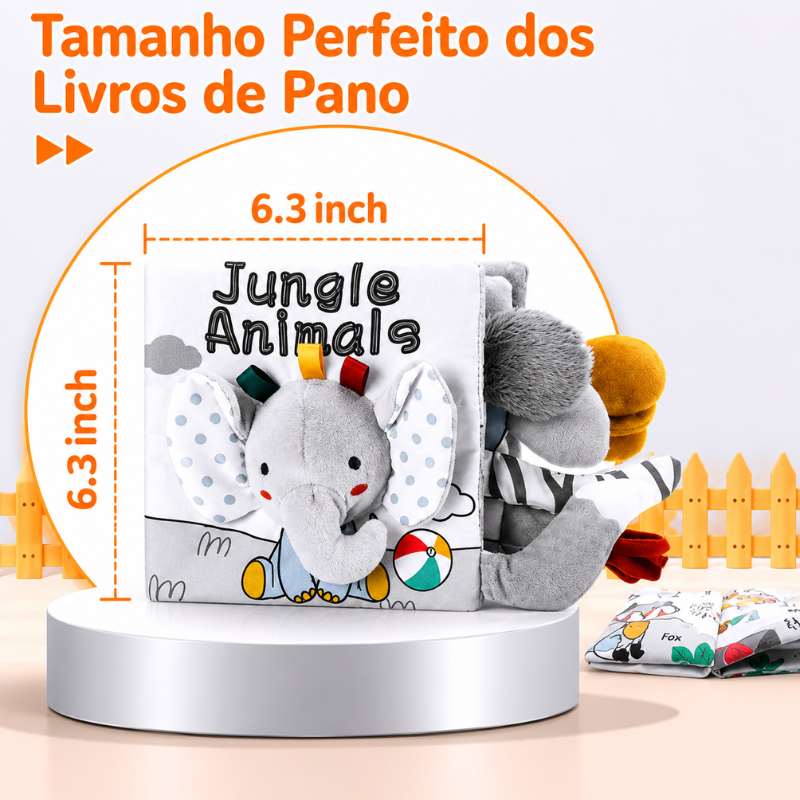 Livro Sensorial para Bebé em Tecido – Elefante & Animais Marinhos