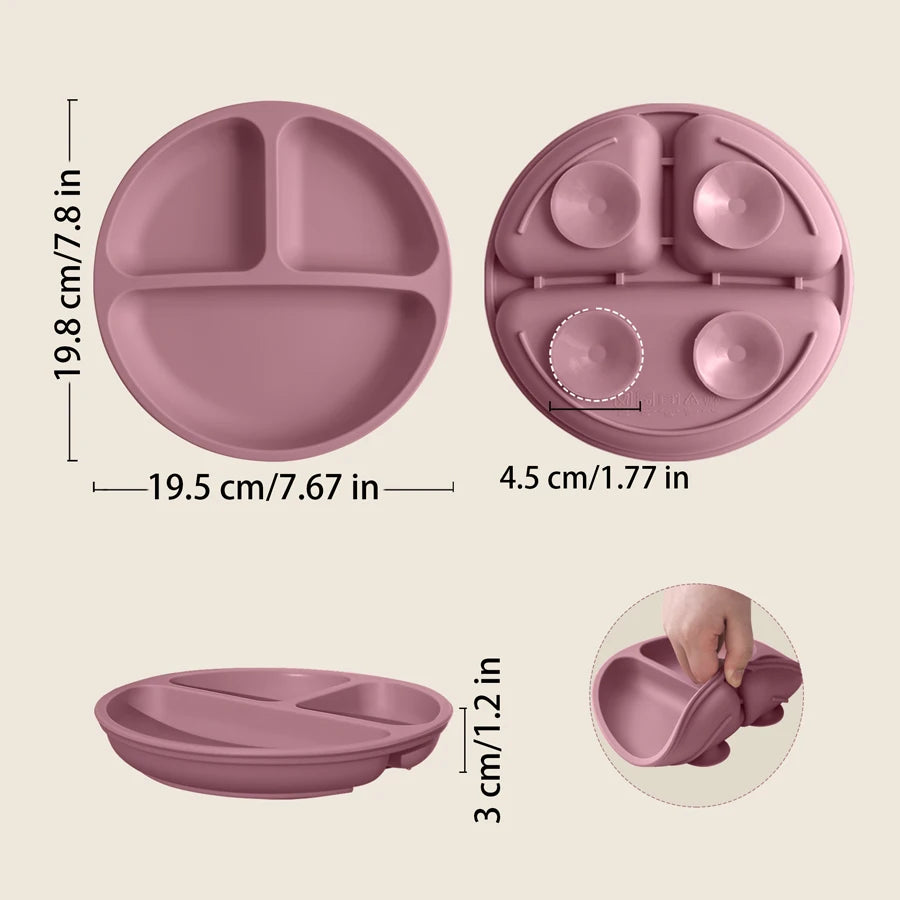 Prato de Silicone com Ventosa para Bebé – Antiderrame e Seguro
