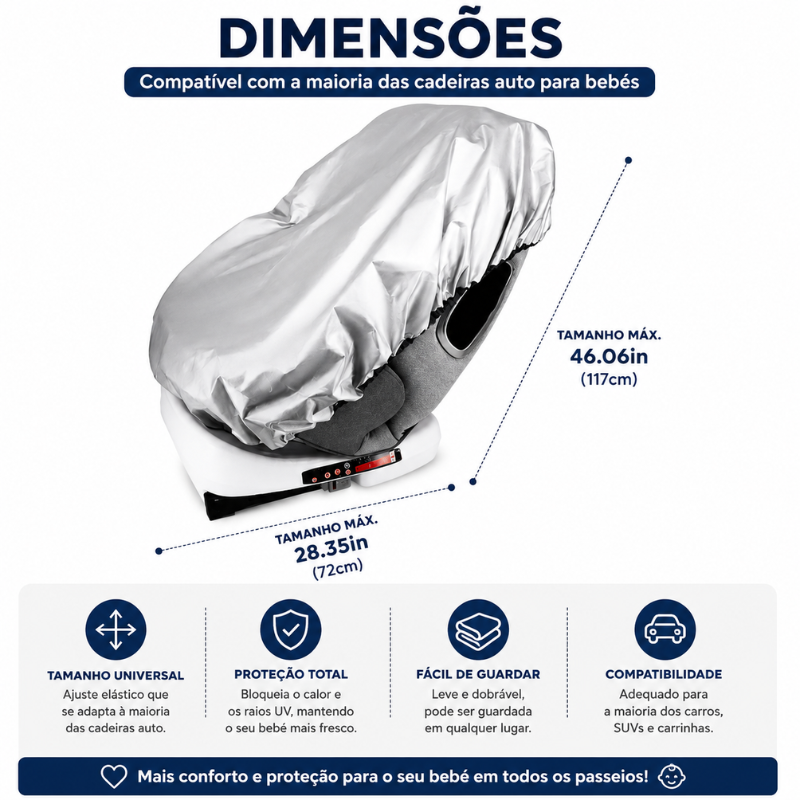 Capa Protetora para Cadeira Auto de Bebé – Menos Calor e Mais Conforto