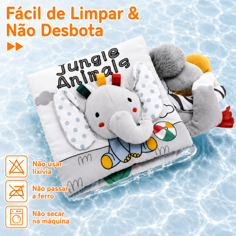 Livro Sensorial para Bebé em Tecido – Elefante & Animais Marinhos