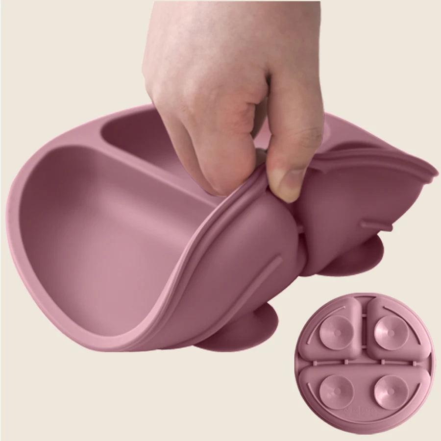 Prato de Silicone com Ventosa para Bebé – Antiderrame e Seguro